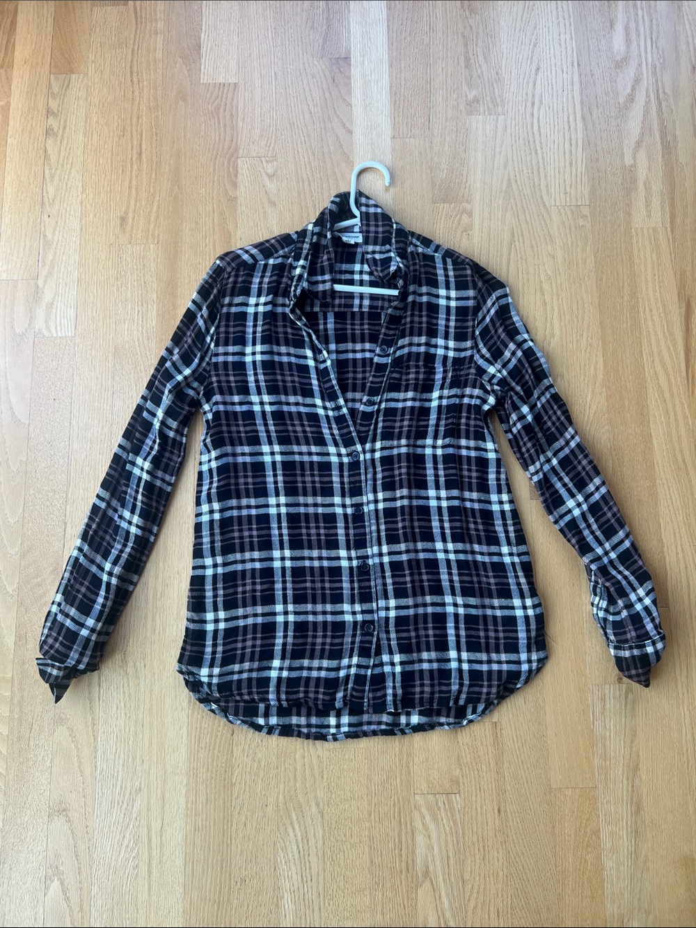 beachlunchlounge Plaid Button-Up Shirt - Black & Cream